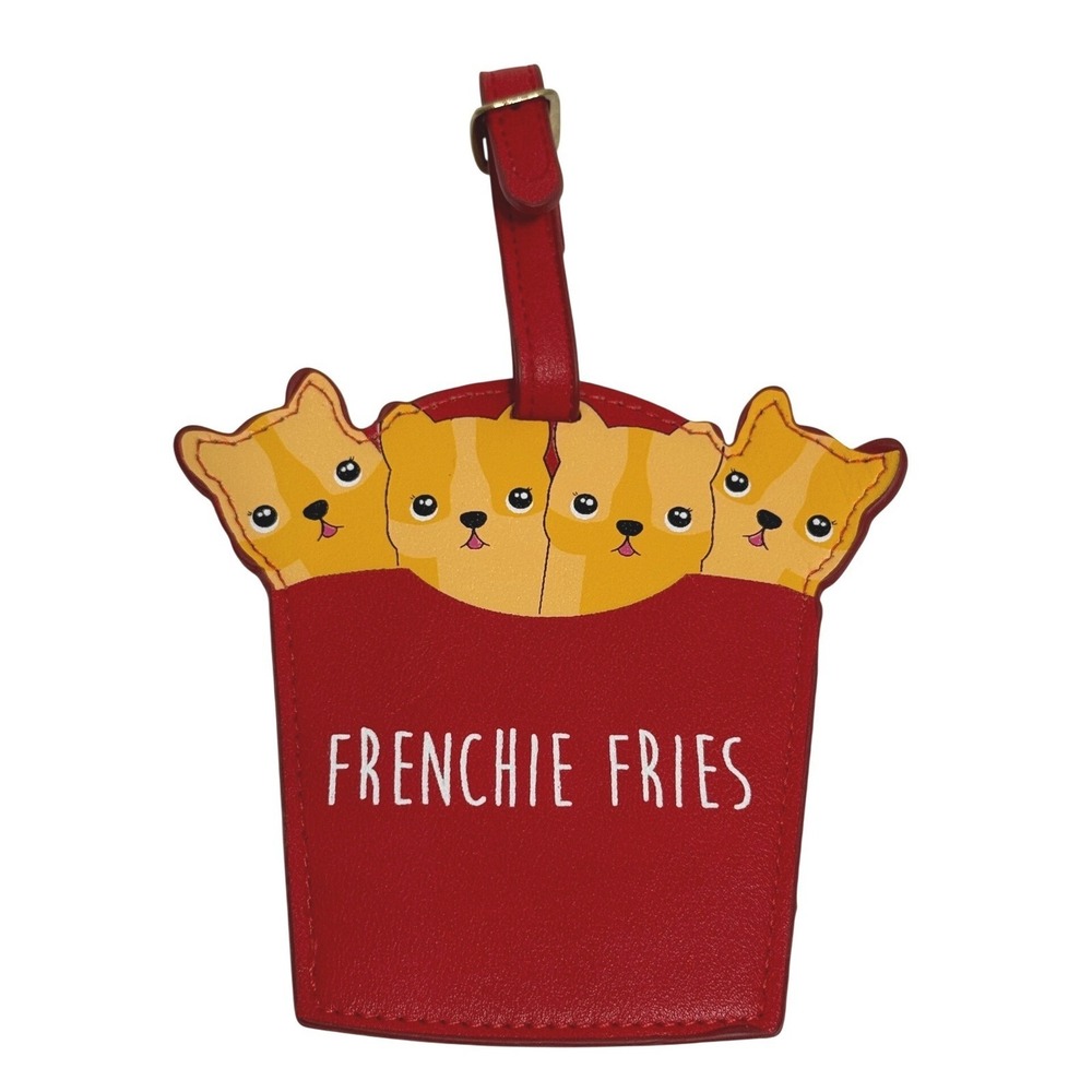 Frenchie Fries Luggage Tag Red French Bulldog Puppy Novelty Travel Bag ID Tag